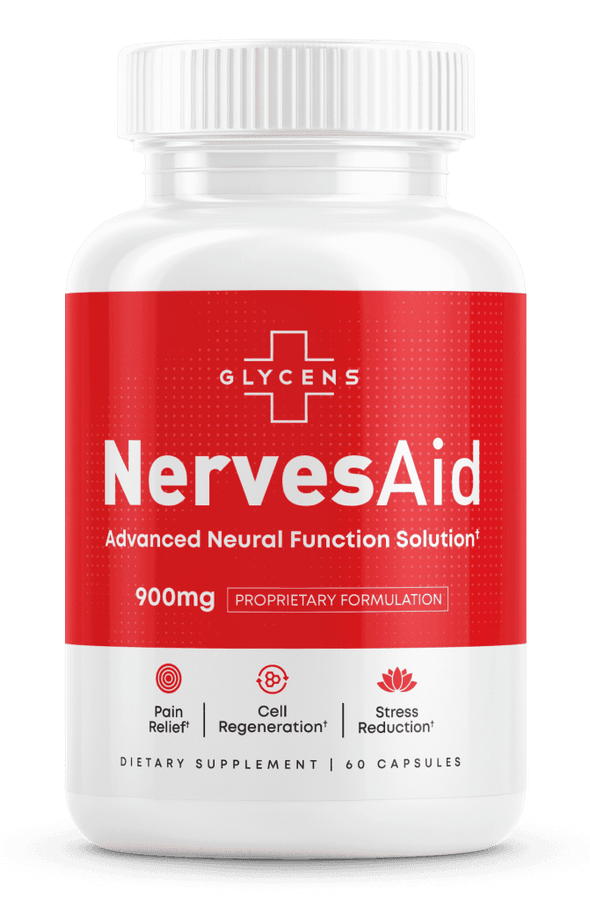 NervesAid by Glycens plant-based nerve support supplement bottle